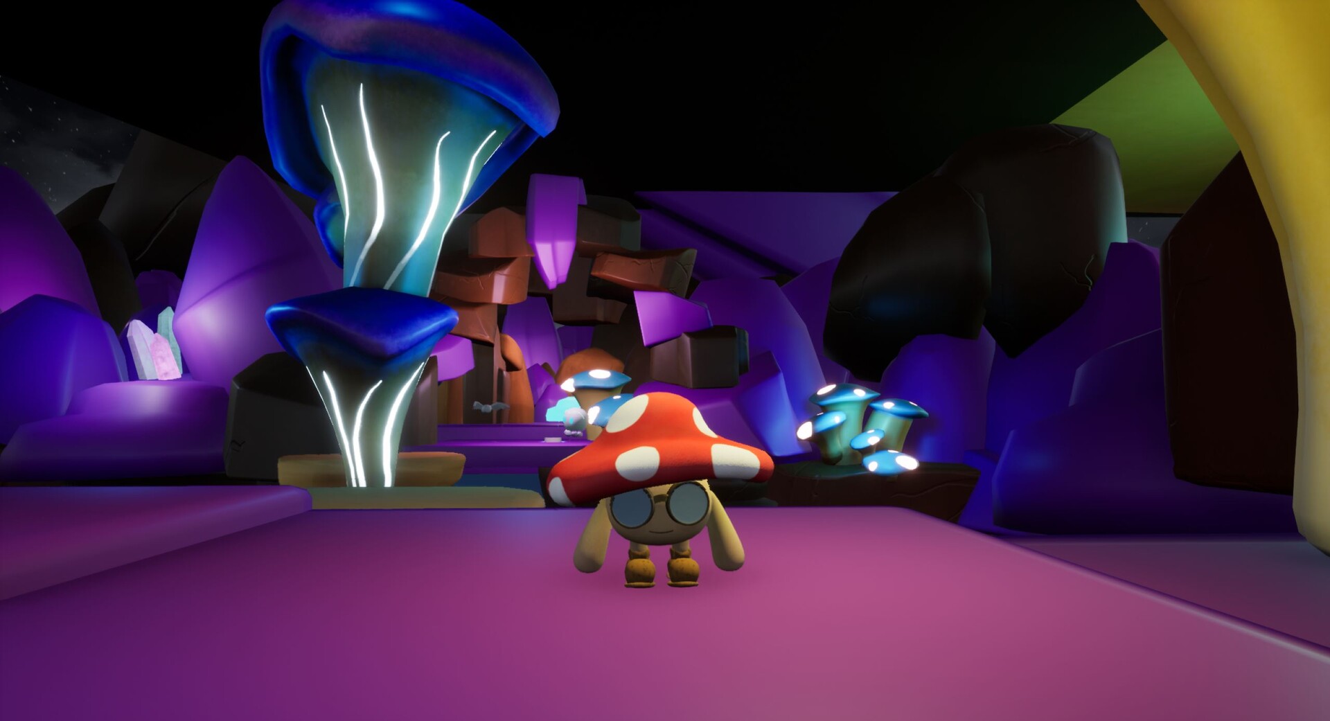 Underground glowing cave