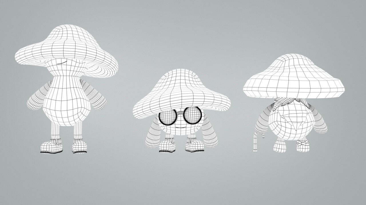 Character wireframes in Maya