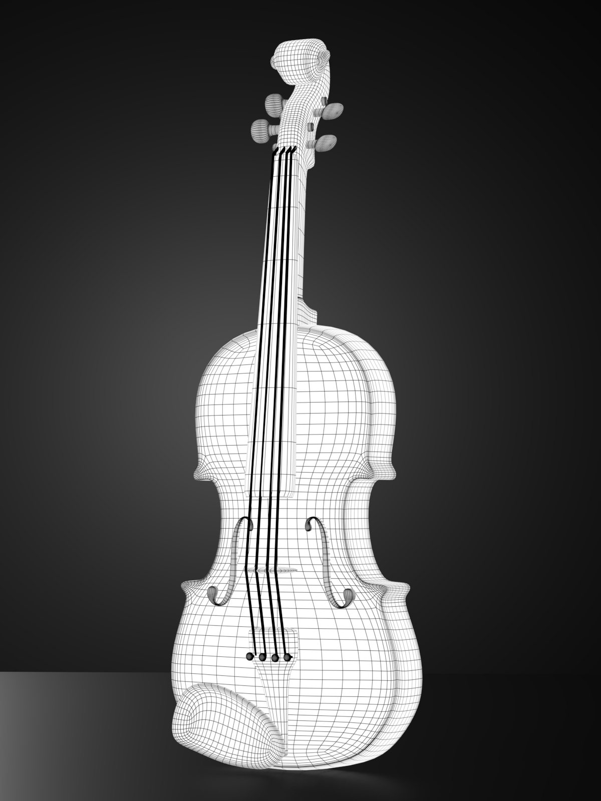 Violin wireframe showing the topology