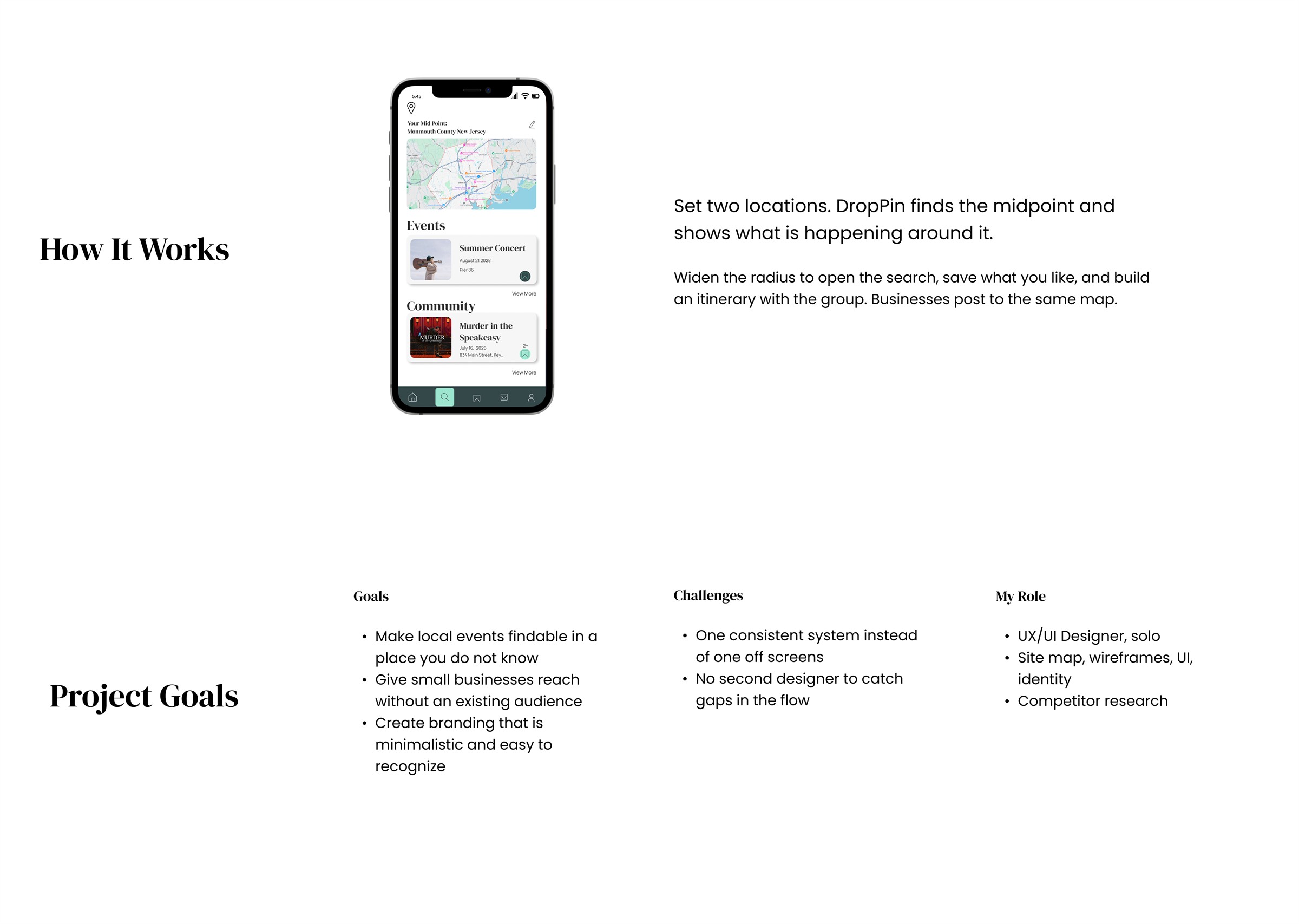 How it works, project goals, challenges and role